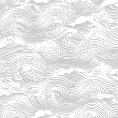 Elegant and minimalist seamless white wave texture pattern background with mono color design concept