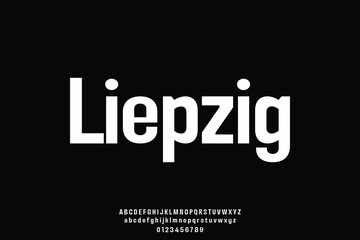 Obraz premium Modern geometric sans serif alphabet display font vector. Liepzig typeface