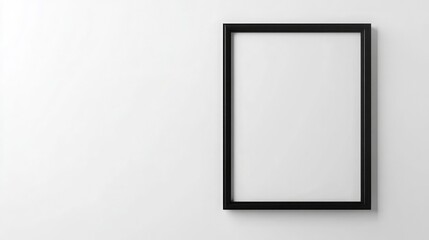 A simple black frame hangs on a white wall, offering a clean and minimalist aesthetic. Perfect for showcasing artwork or photography.