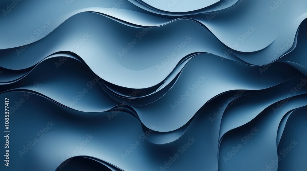 Aufkleber elegant 3d abstract sleek wavy background with smooth flowing waves and modern monochrome gradient p
