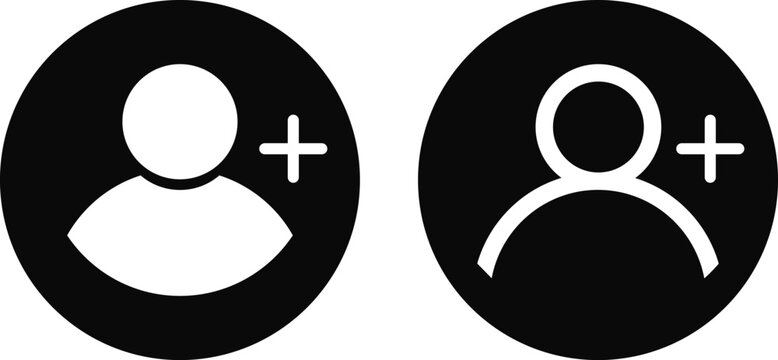 
Set of Add Follow Icon. Add friend social media. Followers Icon. Person profile avatar with plus sign

