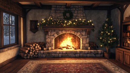 Fireplace furniture hearth light.