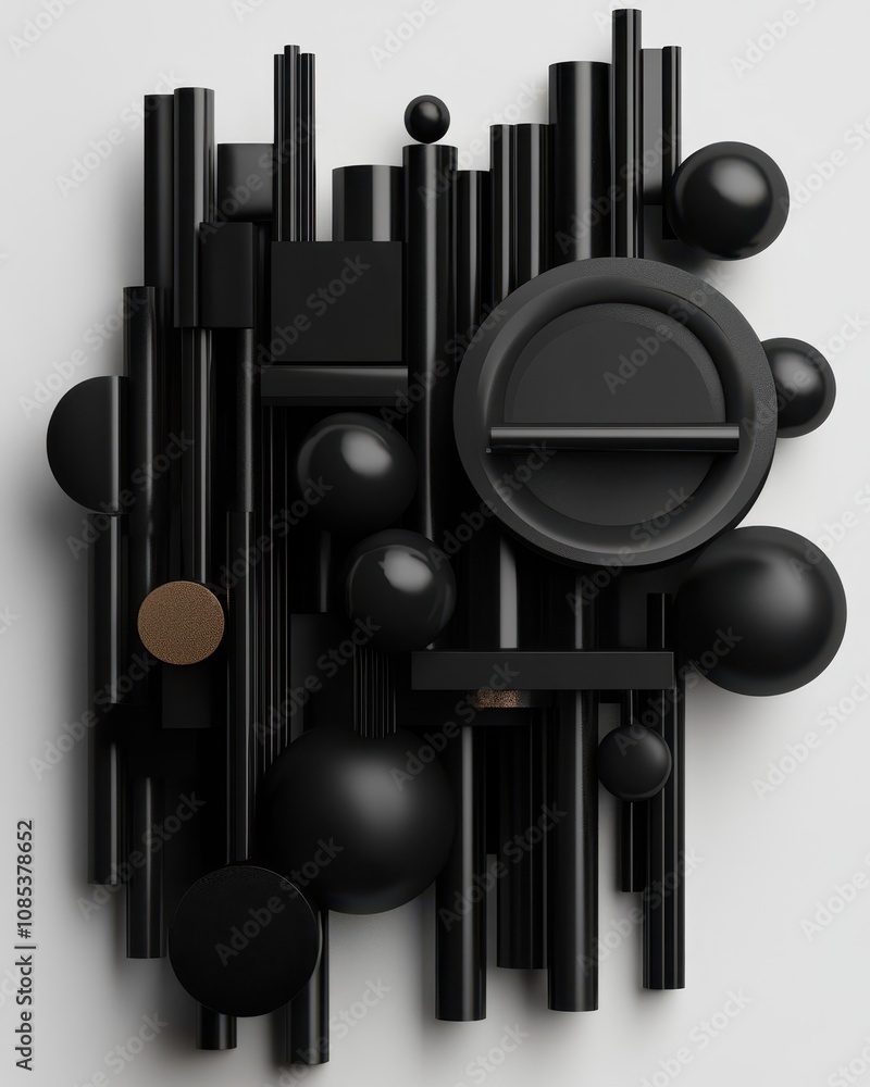 Poster abstract background 3d art concepts, simple black shapes and forms, modern abstract art