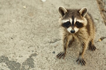 Fototapeta premium Curious Raccoon: Nature's Mischievous Explorer