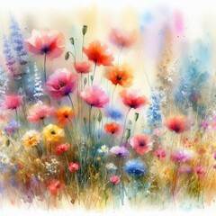 Obraz premium watercolor poppies background
