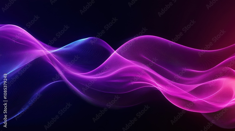 Aufkleber abstract background with flowing purple lines on a dark background. the purple texture creates a dyn