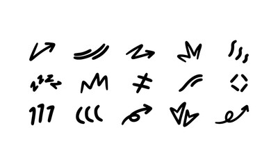 Collection fun doodle shapes drawn with charcoal or chalk.