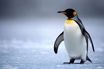 Fototapeta premium Majestic Emperor Penguin on Icy Terrain