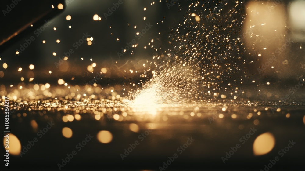 Aufkleber close-up of sparks flying from a welding torch