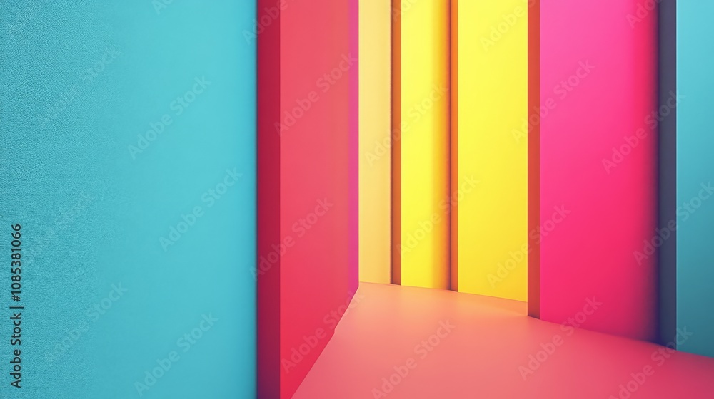 Poster abstract colorful stripes: a vibrant and geometric composition featuring a series of colorful stripe