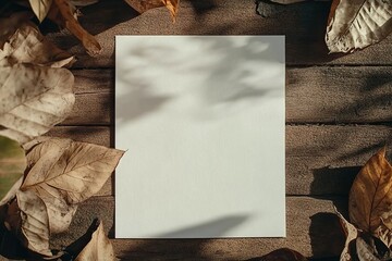 white blank paper in coffe bean low light mode