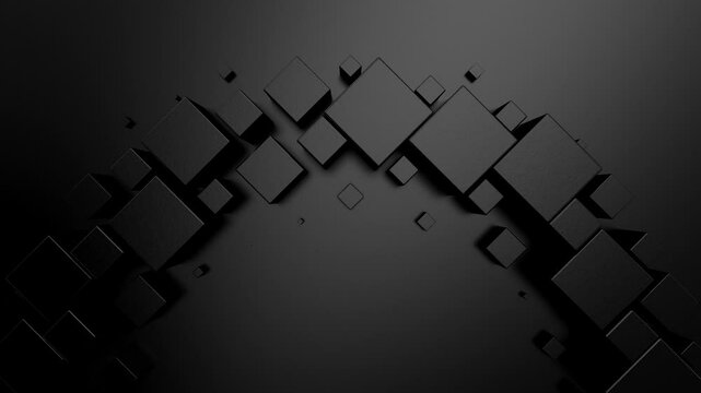 Cubes Form a Wave. Abstract motion, two color, 3d rendering, 4k resolution
