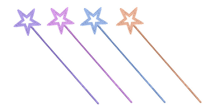 Magic wand with star on top isolated on white background. Toy for kids concept