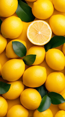 A wallpaper featuring bright yellow lemons paired with fresh green leaves, arranged in a seamless pattern. Perfect for summer-themed designs, fruit-inspired decor, or refreshing mobile wallpapers