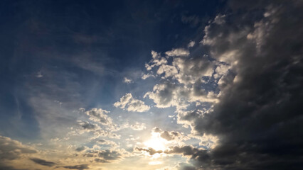 cute sunset goldish clouds on the sky bg - photo of nature