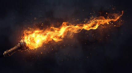 Flame png sticker, transparent torch fire image
