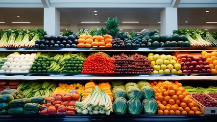 Obraz premium Vegetables displayed on supermarket boxes, Generative AI