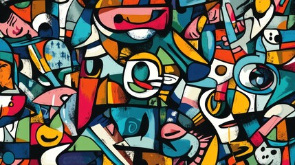 Fototapeta premium Psychedelic hand drawn vector seamless pattern. Abstract colorful background.