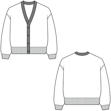 recommend clip art: Cardigan Sweater jacket design. Cardigan Sweater mockup	
                    