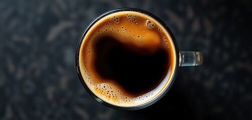 Top view of Dark Coffee in Cup