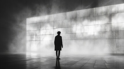 Solitary Figure in Foggy Ambiance 
