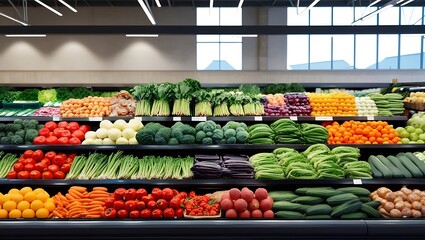 Vegetables displayed on supermarket boxes, Generative AI
