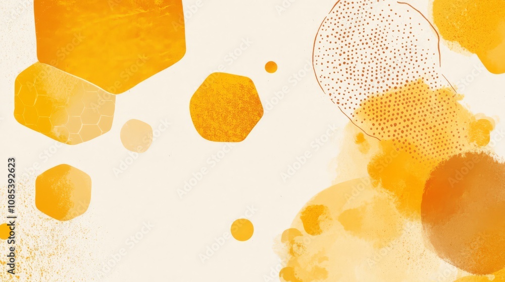 Poster amber abstract: a vibrant, dynamic composition featuring abstract shapes in shades of amber and gold