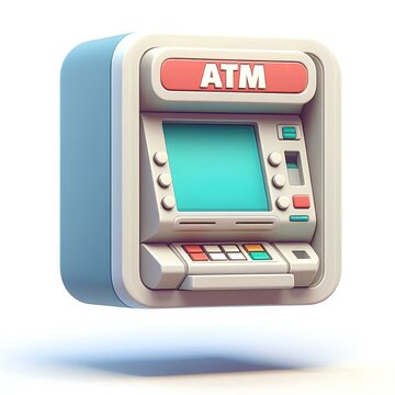 3D Render of a Floating ATM Machine with Rounded Corners