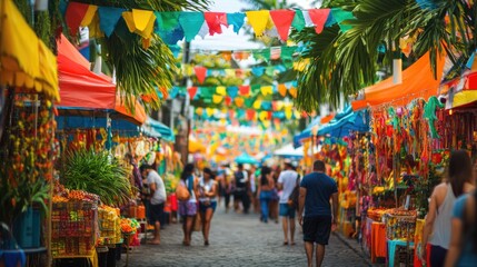 Colorful Street Market in Brazil