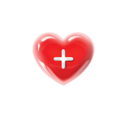 Red heart with white pulse line. Heart pulse, heartbeat, cardiogram. Healthy lifestyle. Beat measurement