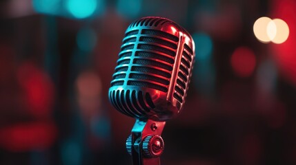 Vintage Microphone in Spotlight