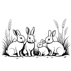 Fototapeta premium Bunny illustration for coloring book pages. 