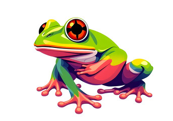 Colorful frog with cool isolated pop art style background