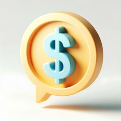 Fototapeta premium Render of a Floating Dollar Sign Chat Bubble Icon in 3D Style