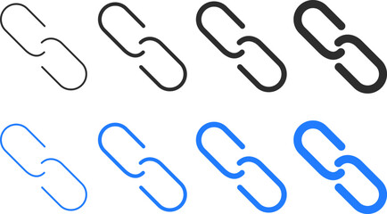 Chain link icon set. Hyperlink sign. External link symbol. 