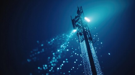 Night Communication Tower: Digital Data Stream