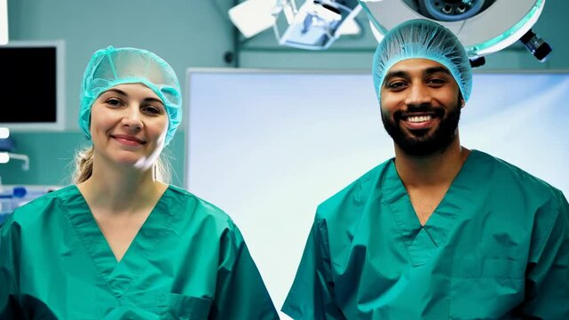 Surgeons team in operation theatre. Meet our cheerful surgical team in the operating theatre, ready to make a difference with smiles and expertise!