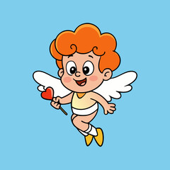 Cute Cupid Character for Valentine's Day, Cute and Playful Cartoon Cupid, Adorable Cupid Vector