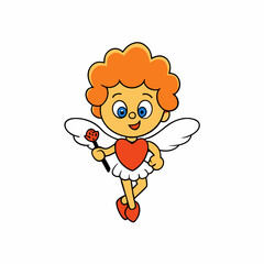 Cute Cupid Character for Valentine's Day, Cute and Playful Cartoon Cupid, Adorable Cupid Vector