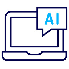 Laptop chat Outline Color icon