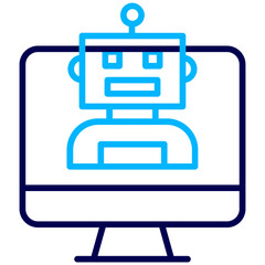 Monitor Robot Outline Color icon