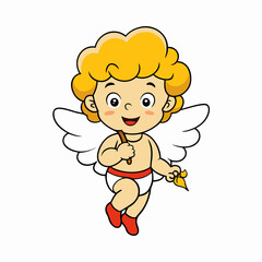Cute Cupid Character for Valentine's Day, Cute and Playful Cartoon Cupid, Adorable Cupid Vector