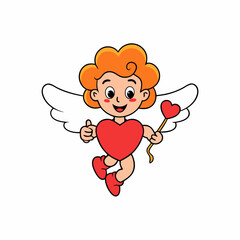 Cute Cupid Character for Valentine's Day, Cute and Playful Cartoon Cupid, Adorable Cupid Vector