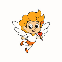 Cute Cupid Character for Valentine's Day, Cute and Playful Cartoon Cupid, Adorable Cupid Vector