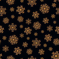 Christmas Winter Gold Snowflakes Seamless Pattern