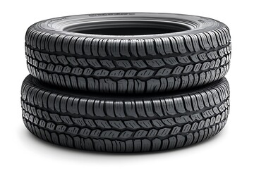 Obraz premium Stack of used tires isolated on white