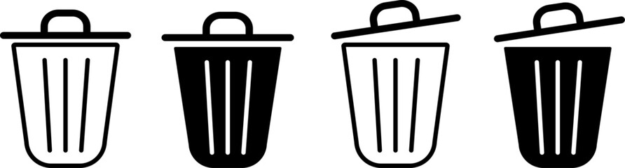 Bin icon set. Trash bin icons.Delete symbols. garbage bin
