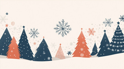 Vector illustration of Christmas tree with snowflakes on white background.