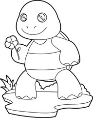 Turtle Flower Animal Vector Graphic Art Illustration