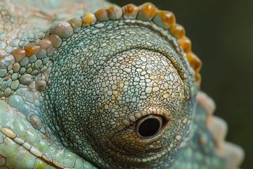 Fototapeta premium Close-up of a Chameleon's Eye Showcasing Intricate Textures and Colors